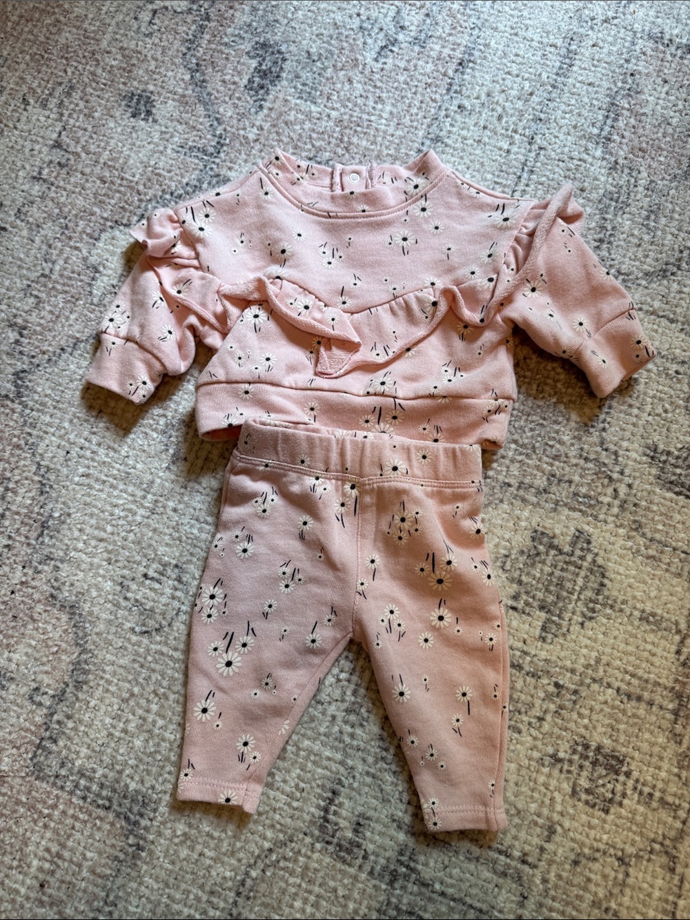 Pink Floral Ruffle Baby Two-Piece Set